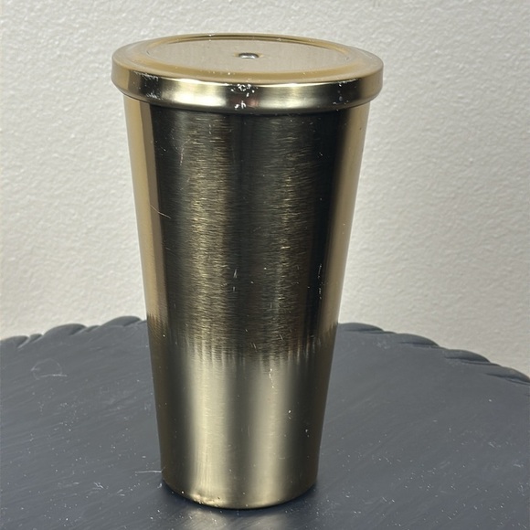 Starbucks 2014 gold Stainless Metallic Cold Cup 16oz Tumbler Lid NO Straw - Picture 2 of 4